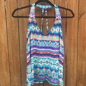Forever 21 Tribal Open Back Tank Top Size Small